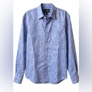 BANANA REPUBLIC MEN’S BLUE LINEN BUTTON-DOWN SHIRT SIZE: M LINEN CASUAL SUMMER